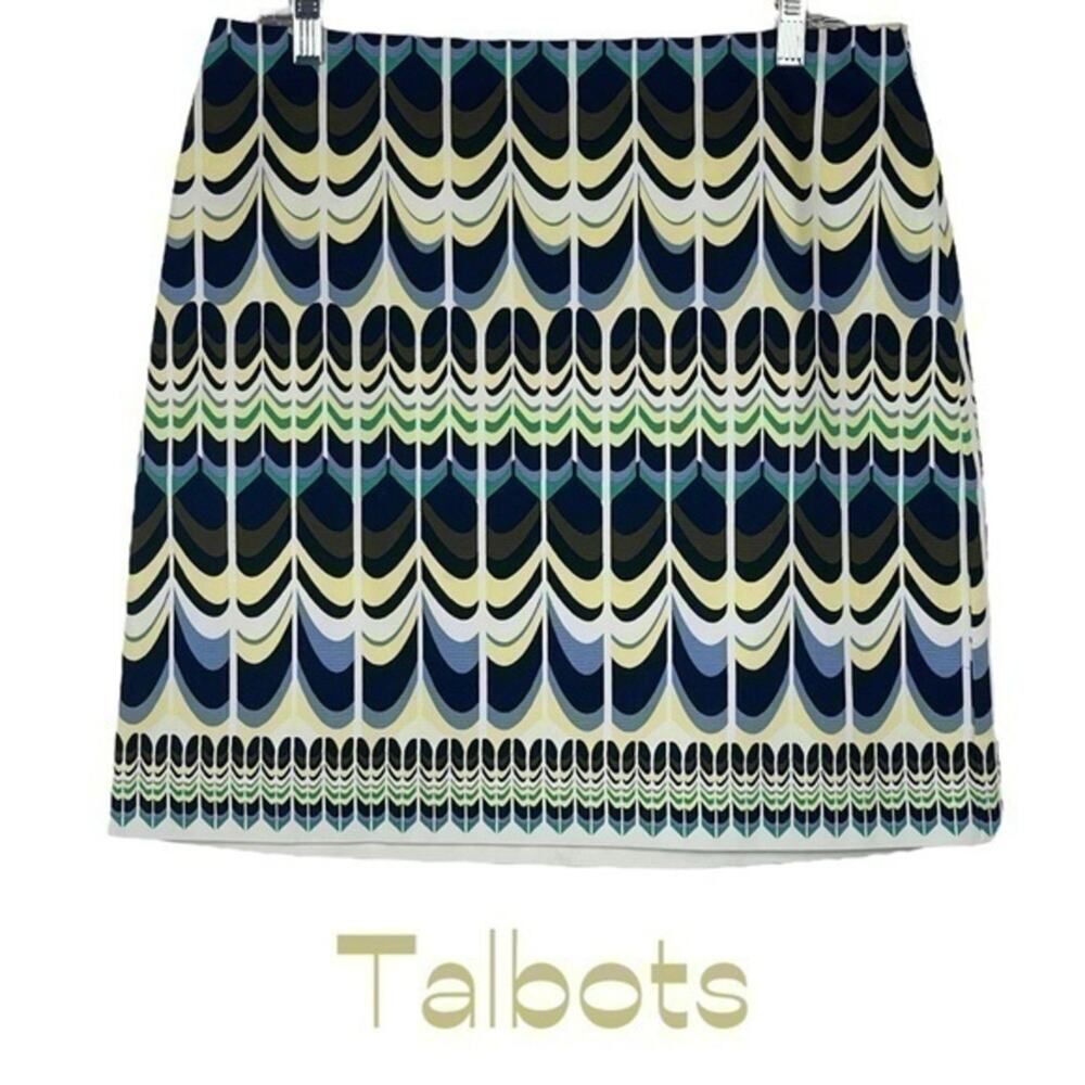 Talbots Navy Yellow Skirt NWOT Size 10 EuroGirl Y2K